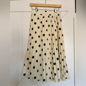 Pleated Polka Dot Midi Skirt